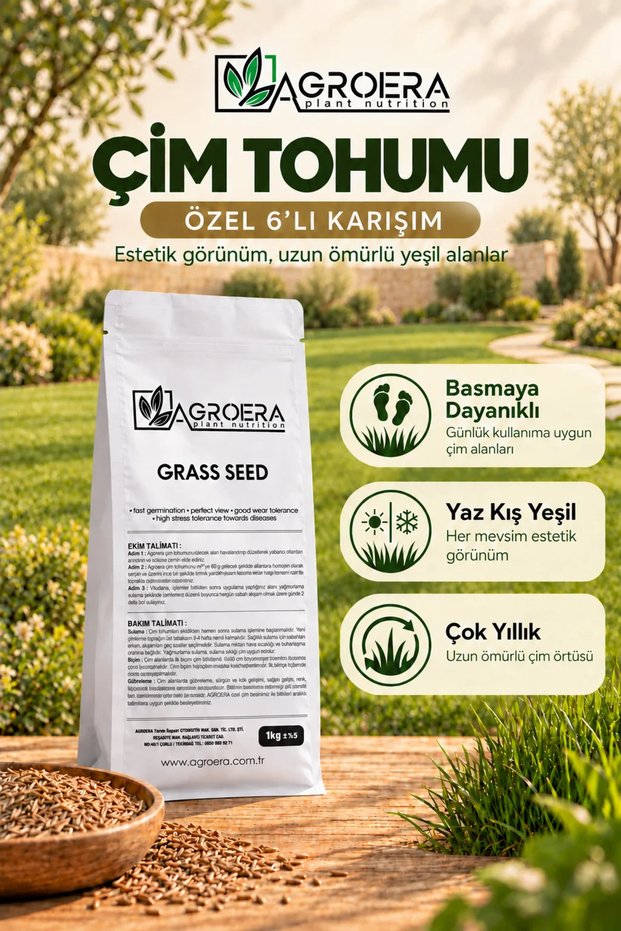 Özel 6 Lı Karışım Çim Tohumu Basmaya Dayanıklı Mükemmel Görünüm 1 Kg