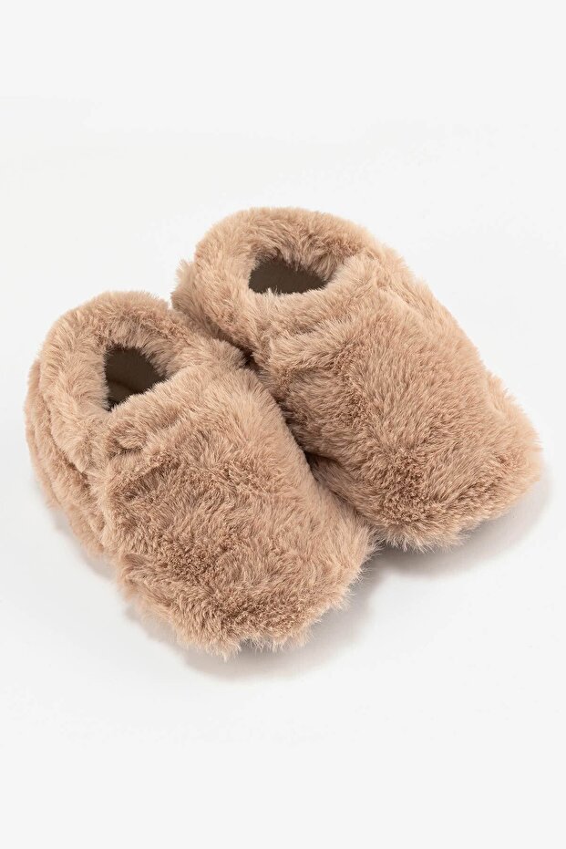 Furry Furry Bej Kürk Barefoot Patik