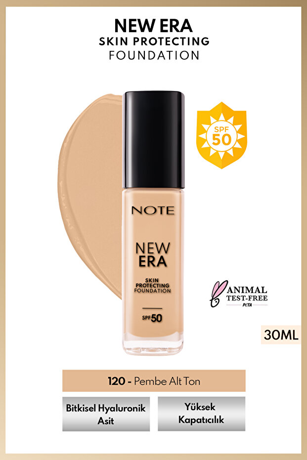 New Era Skin Protecting Spf 50 Hyaluronic Acid Foundation with Moisturizing Effect - 120 Natural Beige