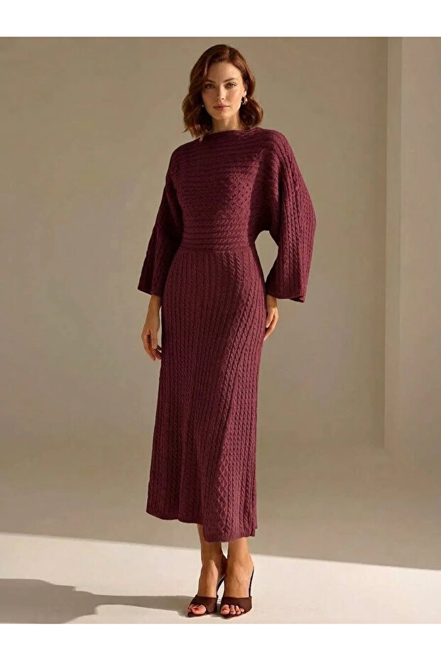 Women's Knitwear Long Dress Bat Sleeve
