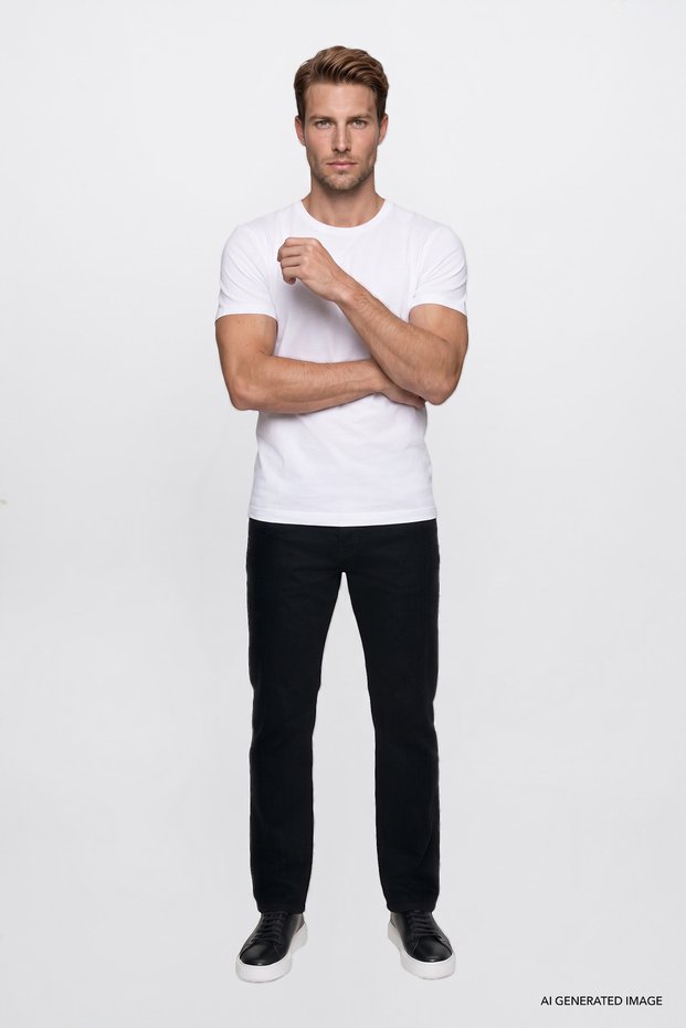 Arizona Straight Fit Regular Waist Straight Leg Men's Black 5 Pocket Stretch Pants