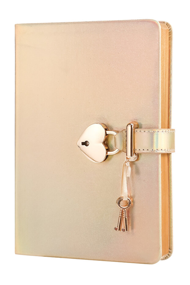 Diary with Lock, Notebook-Metallic- Boxed 13X18 Cm. Hush