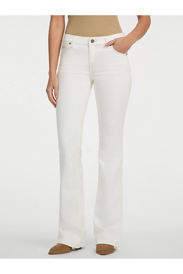 White Women's High Waist Regular Fit Denim Trousers Gj G09 Bootcut - Eco Regen Co Agate