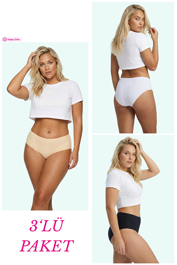 308 High Waist Women's Seamless Laser Bato 3-Piece Panties Pack