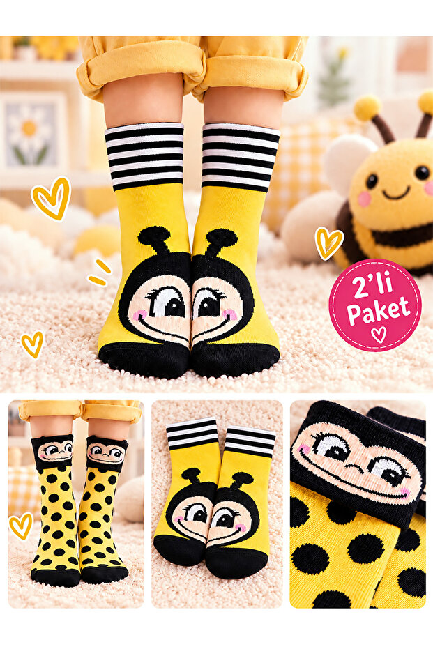 Arı Girl Yellow Black Sock Set of 2
