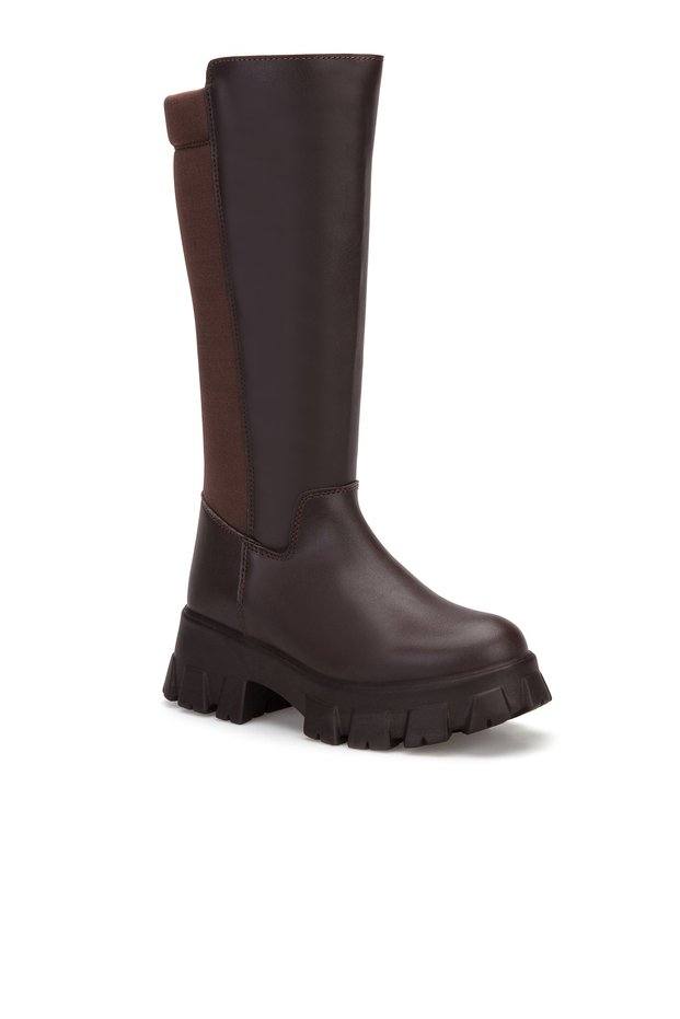 Ds Hera Brown Women's Heeled Zippered Stretch Boots Casual Shoes Winter Boots