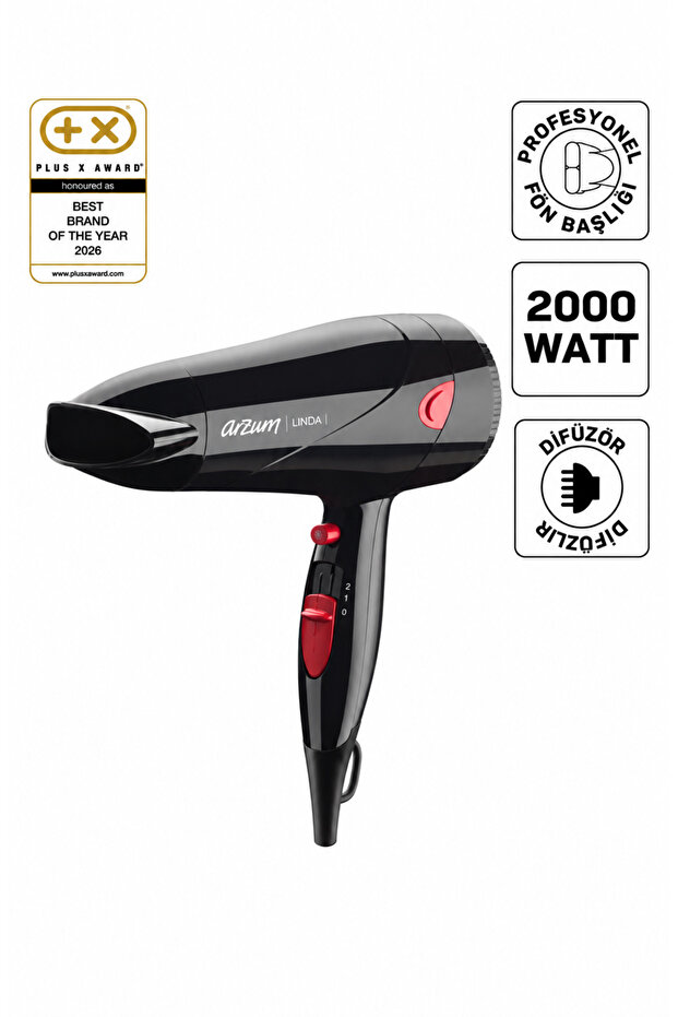 Linda Hair Dryer AR569 2000W Blow Dryer Black