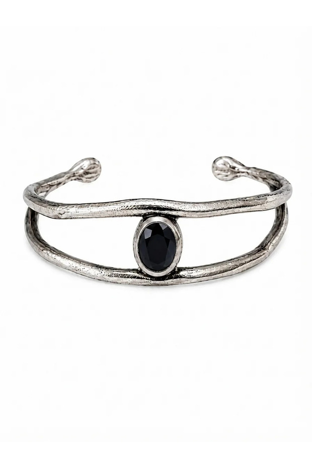 Capo Woman Oval Crystal Clamp Bracelet – Double Arm Modern Design