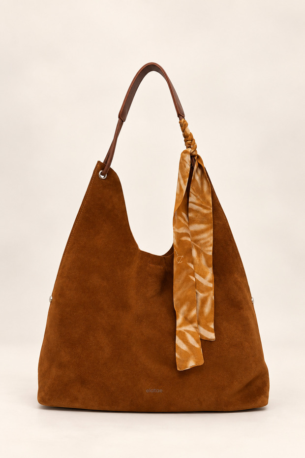 Women's Shoulder Bag Genuine Suede Leather Large Size Shopper Large Volume Shawl Detailed Daily Bag Elt3009
