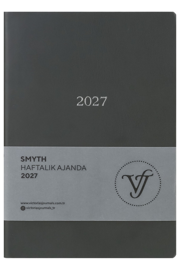 Smyth-2027 Weekly Agenda A5. Flexible Cover.Silver Gilded Edge-Titanium