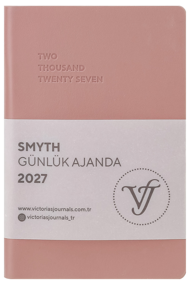 Smyth-2027 Daily Agenda 9X14 Cm. Flexible Cover.Silver Gilded Edge-Earth Color