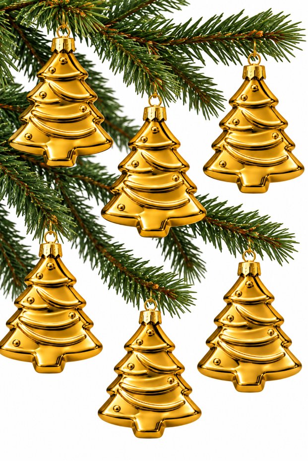 6-Piece 10cm Tree Figurine Xmas Tree Christmas Pine Tree Ornament