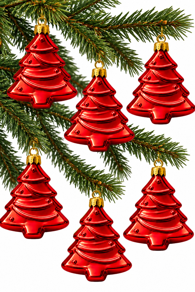 6-Piece 10cm Tree Figurine Xmas Tree Christmas Pine Tree Ornament