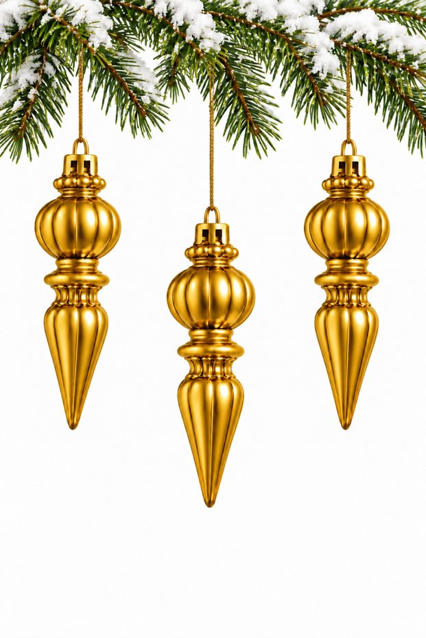 3-Piece 15 cm Pine Tree Ornament with Drop Figures