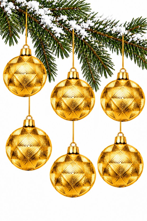 Set of 6 8 cm Geo Patterned Christmas Pine Tree Ornaments
