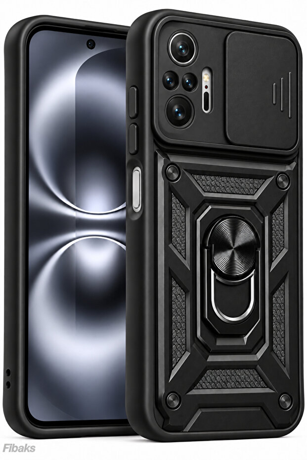 Redmi Note 10 Pro Case Camera Protected Armor Military Tank with Sliding Ring