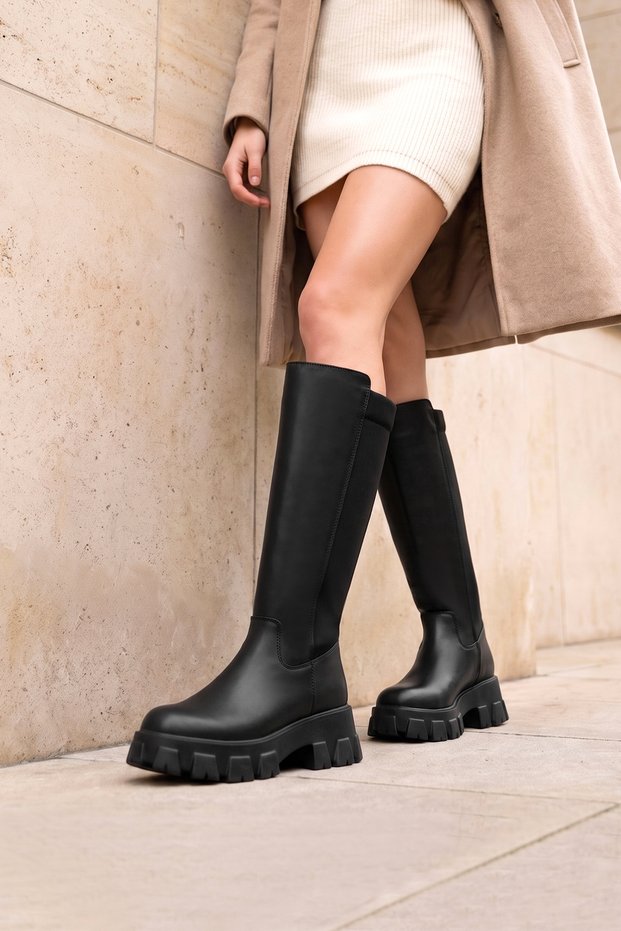 Ds Heart Black Women's Heeled Zippered Boots Casual Shoes Winter Boots