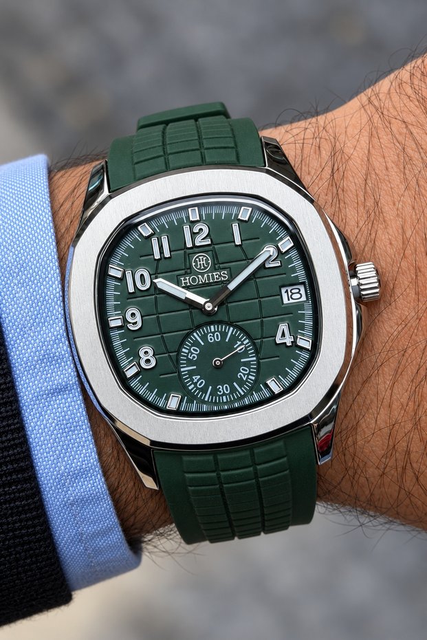 Original Men's Watch - 3 Atm Water Resistance - Green Color Silicone Band - Multifunction Mechanism - 2 Year Warranty - Gift Wristwatch with Stylish Box Hme2088C3