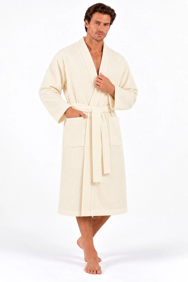 Pike Bathrobe Dressing Gown Men's Cream