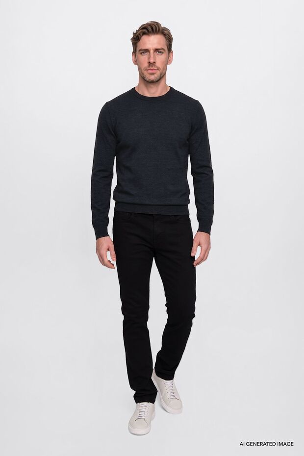 Men's Black Non-Wrinkle Cotton Stretch Denim Jean Trousers Extra S Slim Fit Slim Fit Rıss