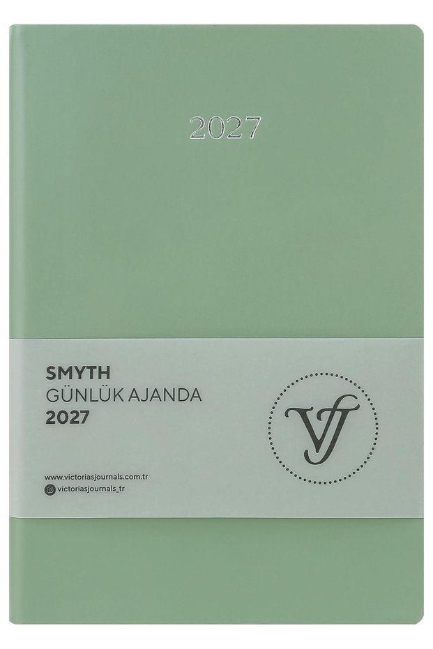 Smyth 2027 Daily Agenda A5 – Vegan Leather Flexible Cover, Silver Gilded Edge.Olive