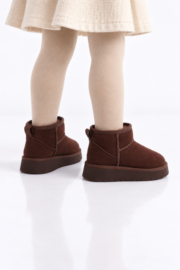 Nubby Thick Sole Winter Children's Boots with Fur Inside