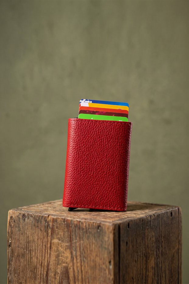 Original Women's Agara – Red Wallet Smart Card Holder with Rfid Protection Mechanism Leather Gift Box