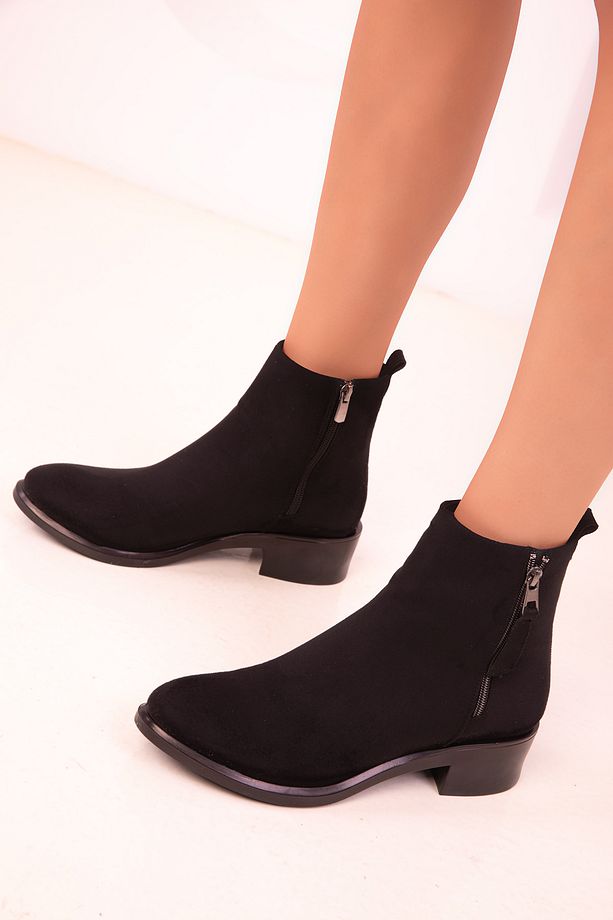 Siyah Süet Kadın Bot & Bootie 17474 - 6