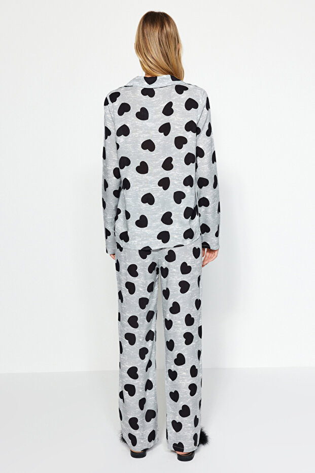 Komplet piżamowy z wiskozy w kolorze szarym w kształcie serca Thmaw21Pt0936 - 8