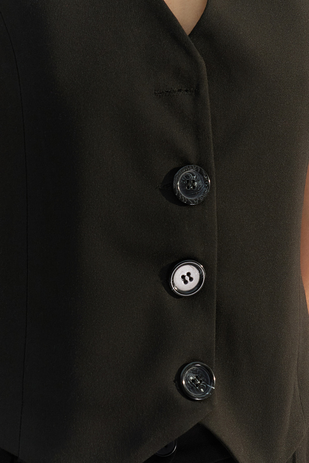 Czarna, zapinana na guziki kamizelka tkana Premium Twoaw24Ye00061 - 5