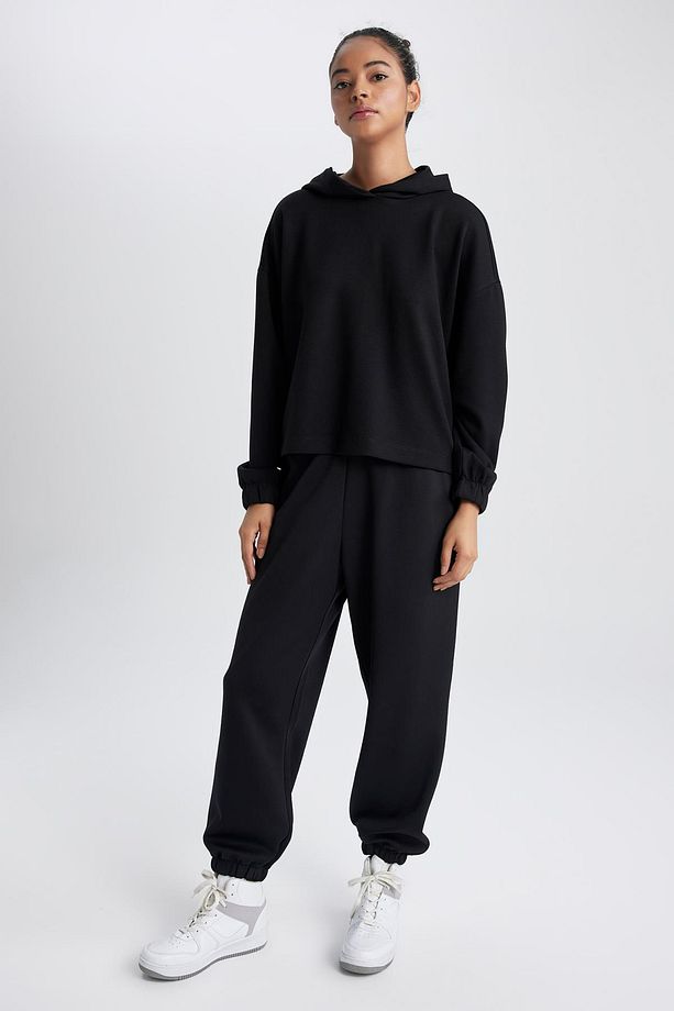 DeFactoFit Oversize Fit Çift Cepli Jogger Paça Standart Skuba Dalgıç Kumaş Pantolon - 4