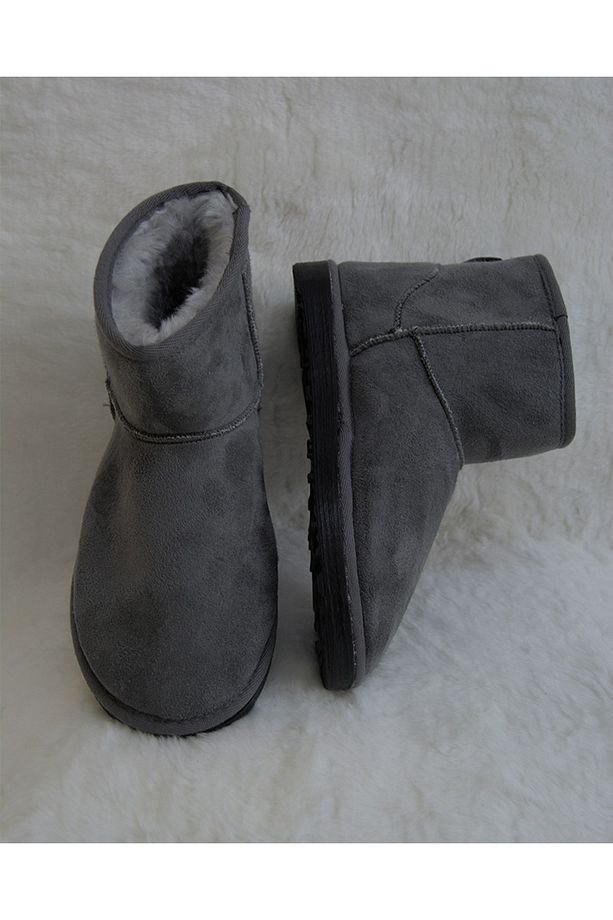 Kadın Gri Mini Süet Bot Kışlık Bot & bootie - 2