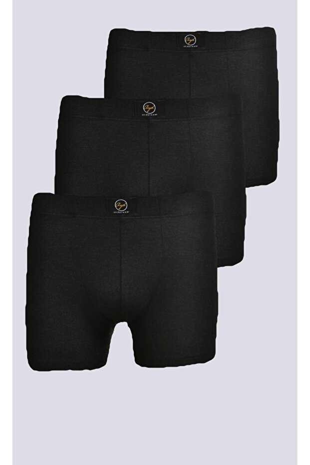بوكسر أساسي من الليكرا باللون الأسود للرجال مكون من 3 قطع - 1