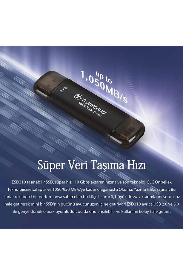 TS2TESD310C 2TB, External SSD,ESD310C,USB 10Gbps, Type C/A, Black - 4