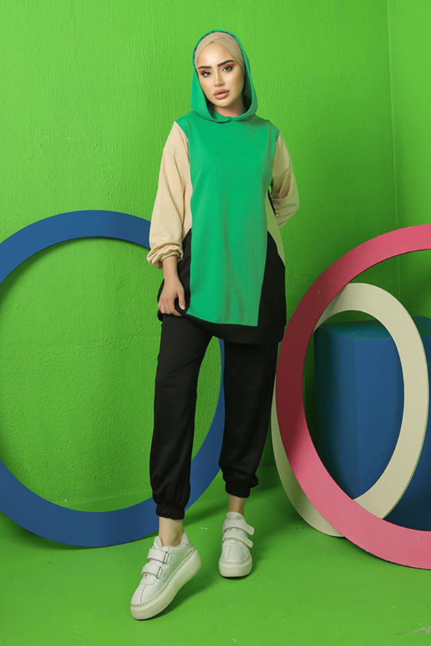 3405 Two Thread Hijab Suit Green - 3