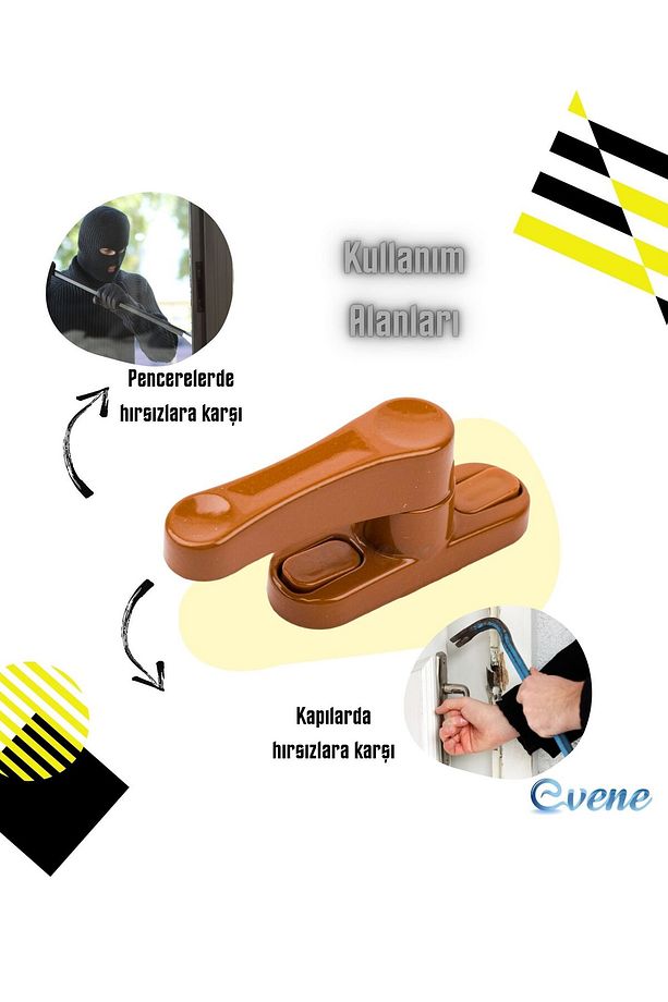 Pimapen Kapı Kilidi Pimapen Pencere Kilidi Pencere Emniyet Kilidi Mandallı Kilit 3 Adet Kahve - 7