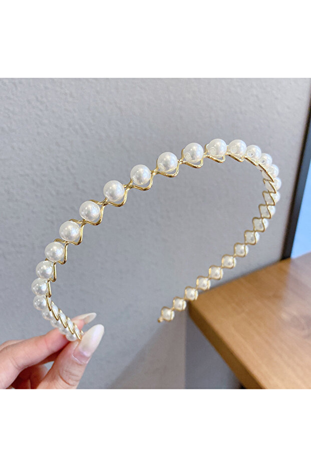 Twisted Pearl Crown, Korean Style Women's Pearl Crown