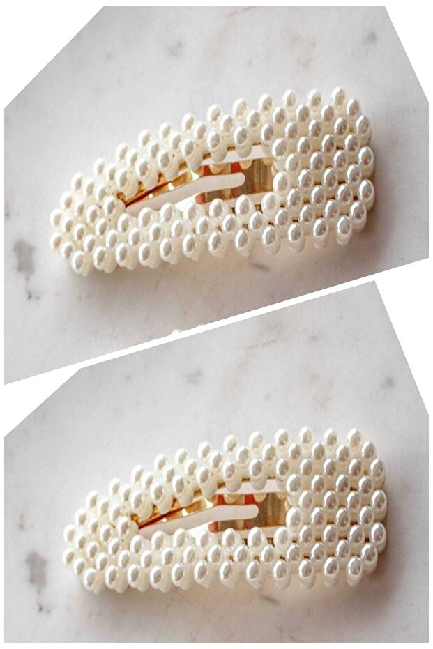 New Trend Fashion Big Clip Snaps 2 Piece Side Buckle Set with Pearls Open Triangle