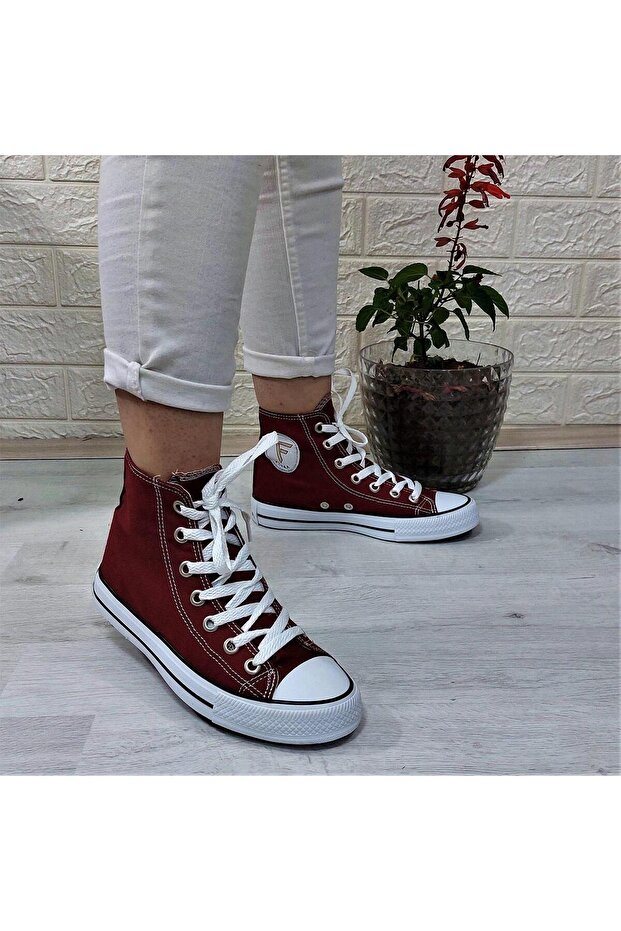 555 Claret Red Long Unisex Sneaker Linen Sports Shoes