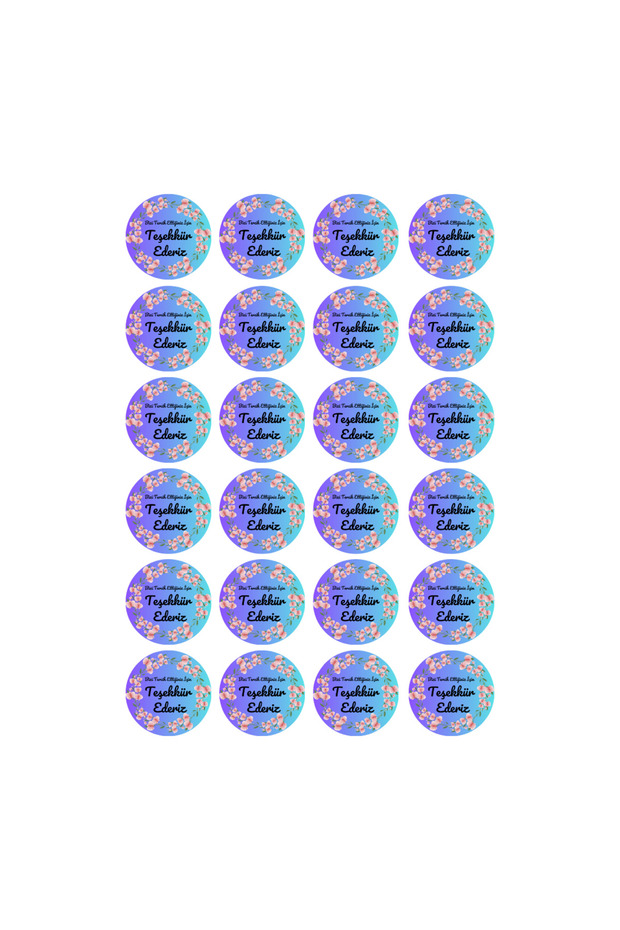 Blue 4x4 cm Orchid Thank You - Round Adhesive Product Packaging, Package Label - Pp - 96 pieces