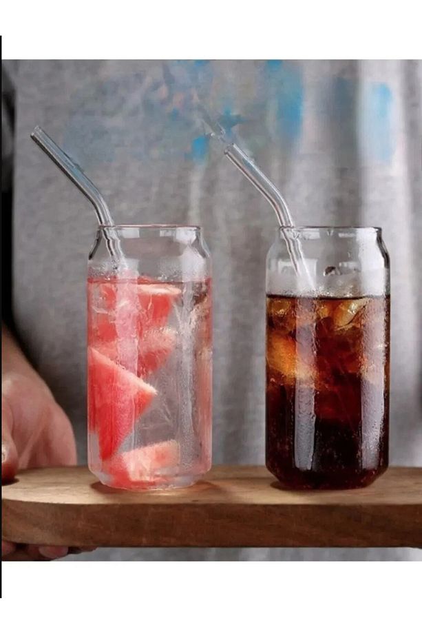 1 Adet Cam Pipetli Kola Kutusu Şeklinde Borosilikat Sunum Bardağı (2'LÜ SET) - 1