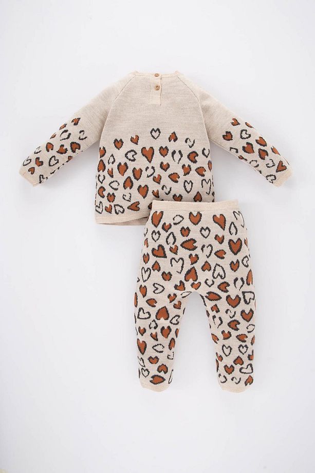 Kız Bebek Leopar Desenli Triko Kazak Alt 2'li Takım A4340a523wn - 7