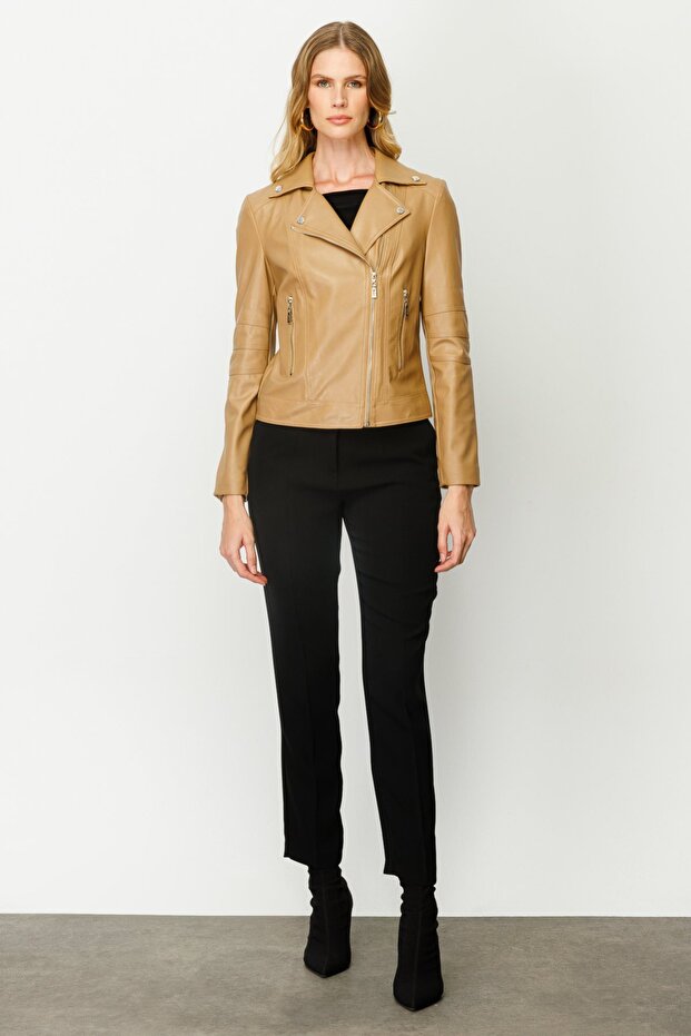 Deri Fermuarlı Mont - 2