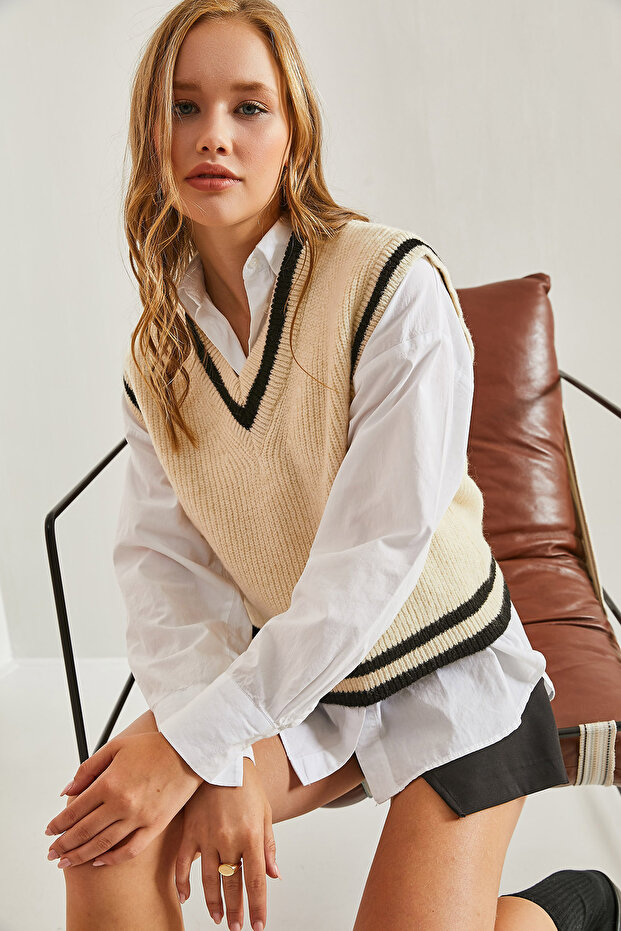 Damen-Strickpullover mit V-Ausschnitt STK285 - 4