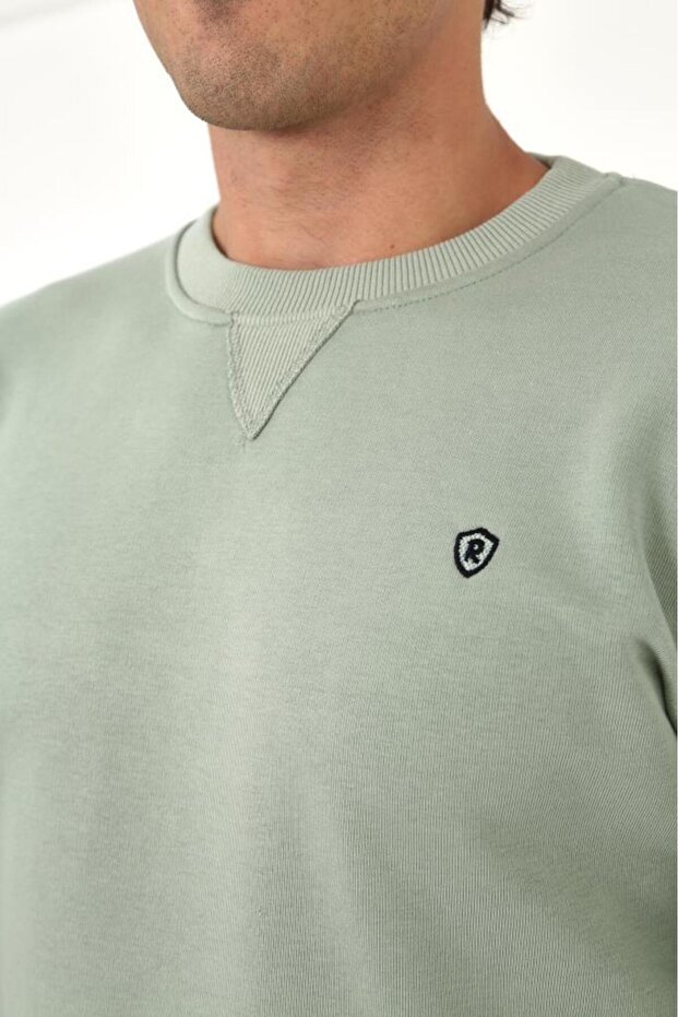 BİSİKLET YAKA ÖN DETAYLI BASİC SWEATSHİRT - 6