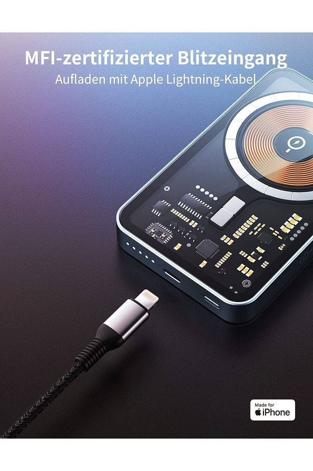 Apple 11-12-13-14-15-15 Pro Max Uyumlu Standlı Mfi Powerbank 5000 Mah Manyetik Magsafe Katlanabilir - 5