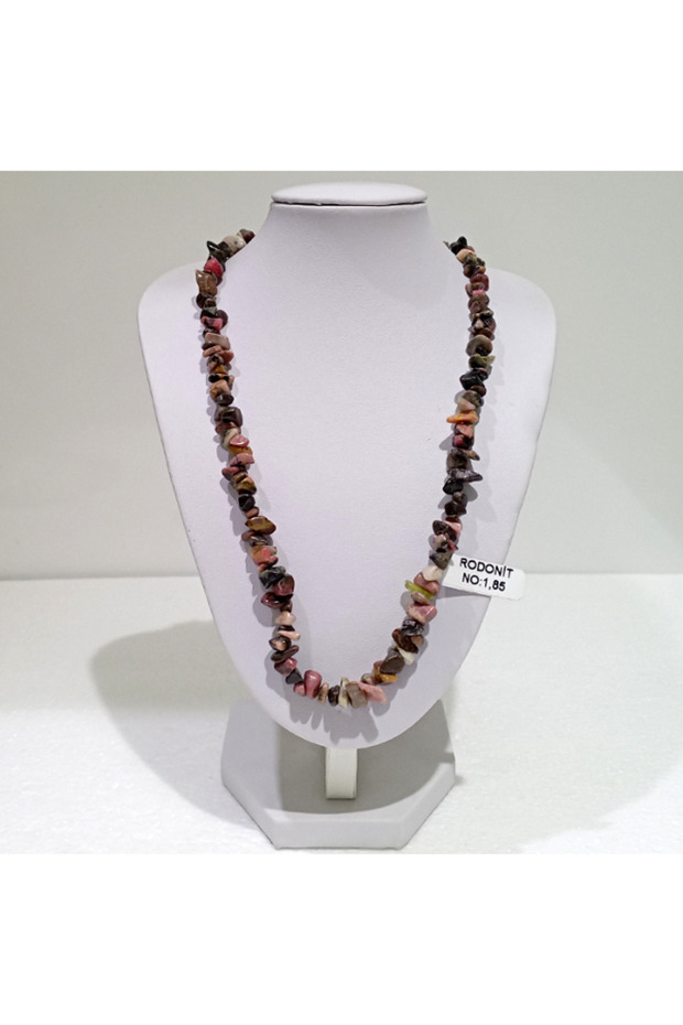 CERTIFIED RHODONITE NATURAL STONE COMBINED STONE NECKLACE