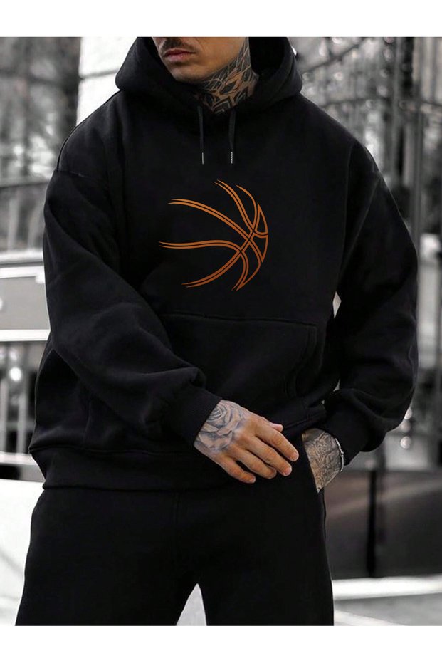 Men's Basketball Ball Design Hooded Sweatshirt