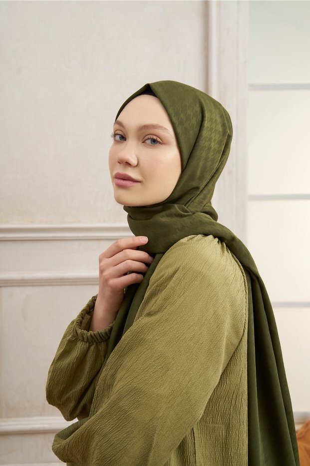 New Season Houndstooth Patterned Shawl - Perla Series Minimal Pattern Stylish Shawl Hijab Scarf
