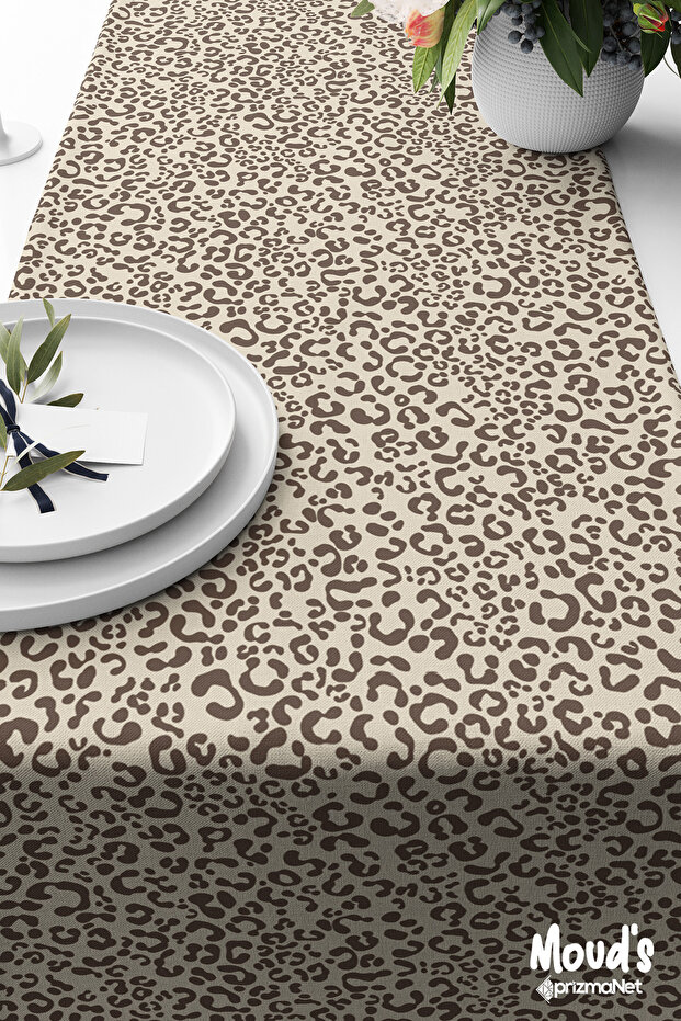 Brown Spots Pattern Printed Suede Runner Tablecloth - 3